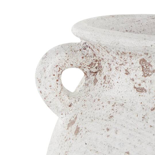 10" Cream Ceramic Textured Vase with Handles
